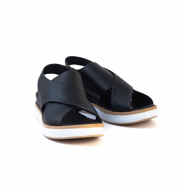 Rouge Kadın Hakiki Deri Poli Taban Siyah Sandalet 