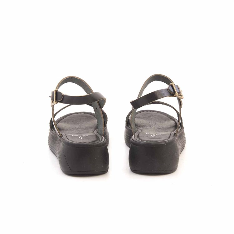 Rouge Kadın Hakiki Deri Siyah Örgü Sandalet 