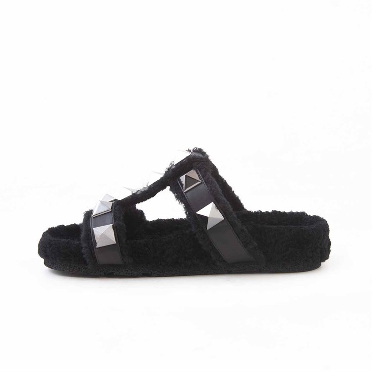 Rouge Kadın Hakiki Deri Microlight Taban Siyah Terlik Sandalet