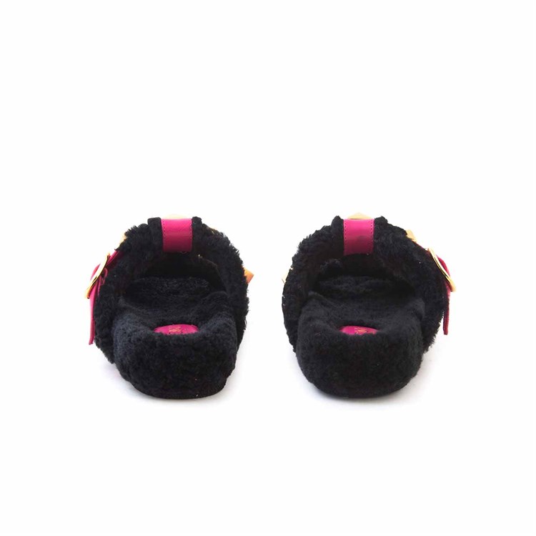 Rouge Kadın Hakiki Deri Microlight Taban Siyah-Fusya Terlik Sandalet