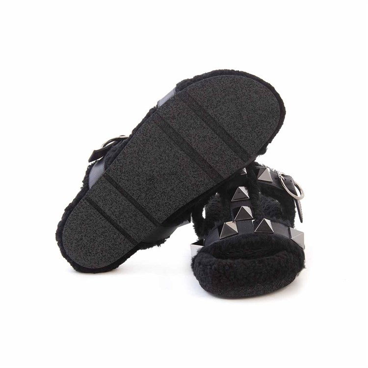 Rouge Kadın Hakiki Deri Microlight Taban Siyah Terlik Sandalet