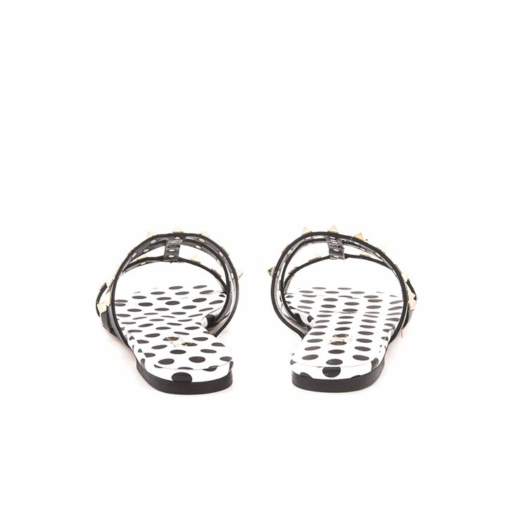 Rouge Kadın Hakiki Deri Neolit Taban Siyah - Beyaz Terlik Terlik