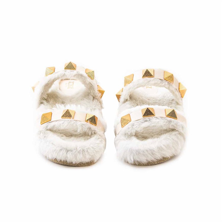 Rouge Kadın Hakiki Deri Microlight Taban Beyaz Terlik Terlik