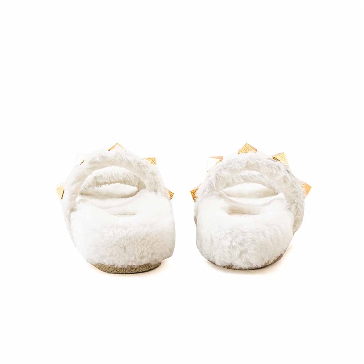 Rouge Kadın Hakiki Deri Microlight Taban Beyaz Terlik Terlik