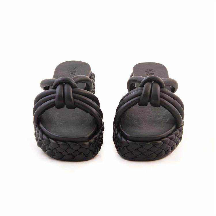 Rouge Kadın Hakiki Deri Kauçuk Taban Siyah Terlik Terlik