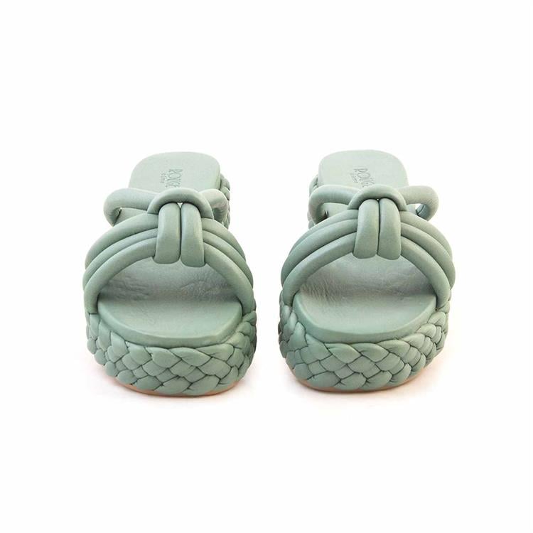 Rouge Kadın Hakiki Deri Kauçuk Taban Yeşil Terlik Terlik