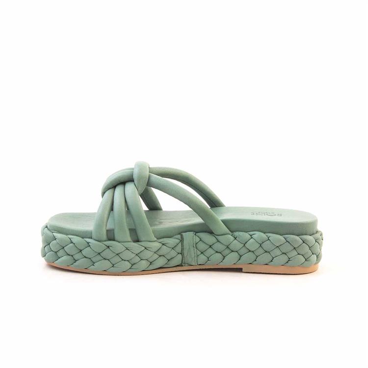 Rouge Kadın Hakiki Deri Kauçuk Taban Yeşil Terlik Terlik