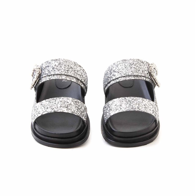 Rouge Kadın Hakiki Deri Microlight Taban Lame Renk Terlik Terlik