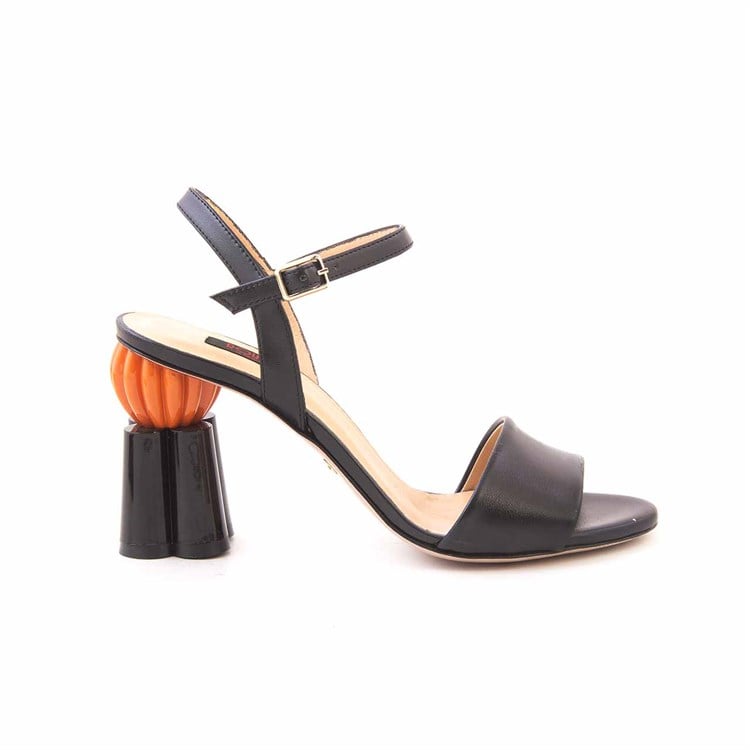 Rouge Kadın Hakiki Deri Microlight Taban Siyah-turuncu Gece & Abiye Sandalet