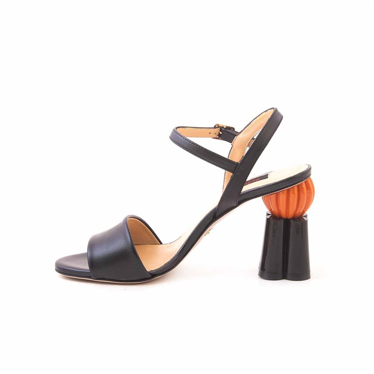 Rouge Kadın Hakiki Deri Microlight Taban Siyah-turuncu Gece & Abiye Sandalet