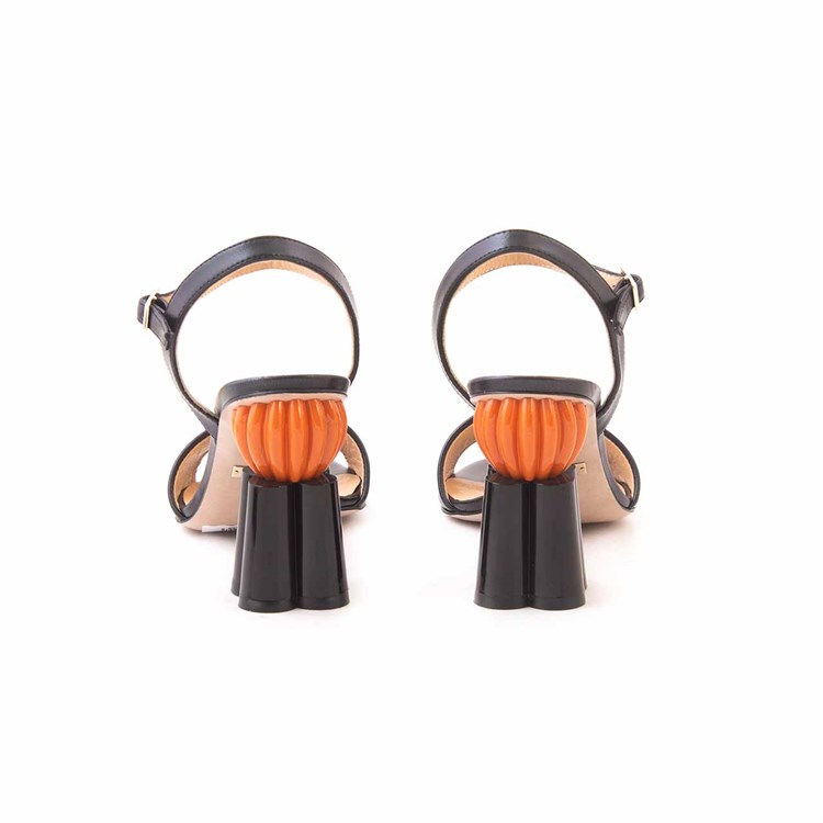 Rouge Kadın Hakiki Deri Microlight Taban Siyah-turuncu Gece & Abiye Sandalet