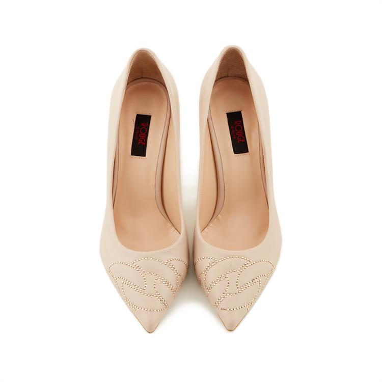 Rouge Kadın Hakiki Deri Neolit Taban Bej Topuklu Ayakkabı