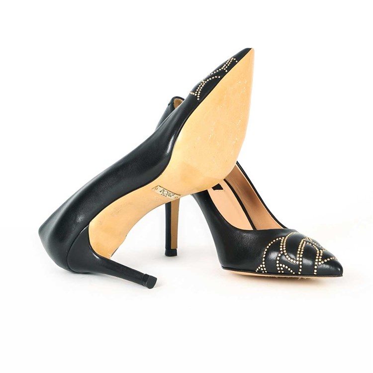 Rouge Kadın Hakiki Deri Neolit Taban Siyah Topuklu Ayakkabı