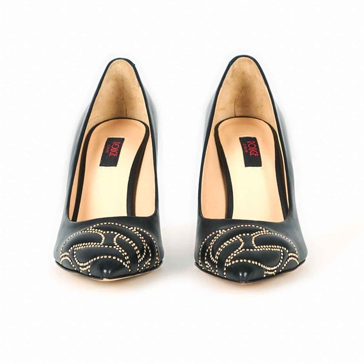 Rouge Kadın Hakiki Deri Neolit Taban Siyah Topuklu Ayakkabı