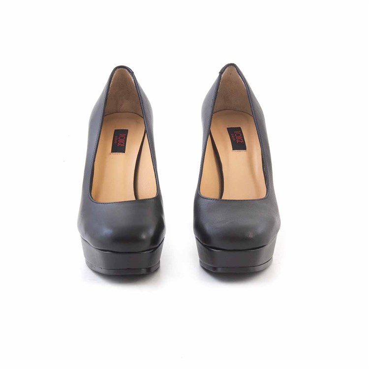 Rouge Kadın Hakiki Deri Kauçuk Taban Siyah Topuklu Ayakkabı