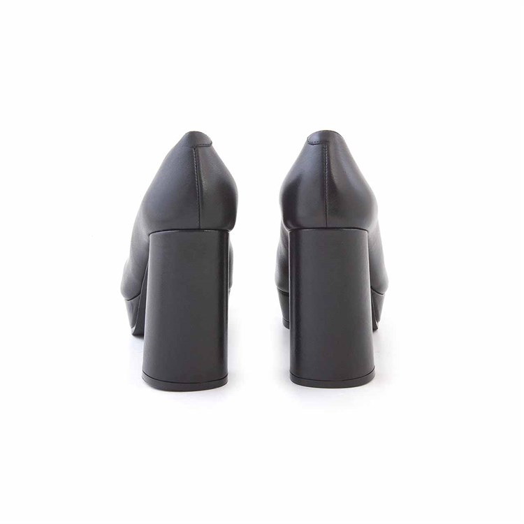 Rouge Kadın Hakiki Deri Kauçuk Taban Siyah Topuklu Ayakkabı