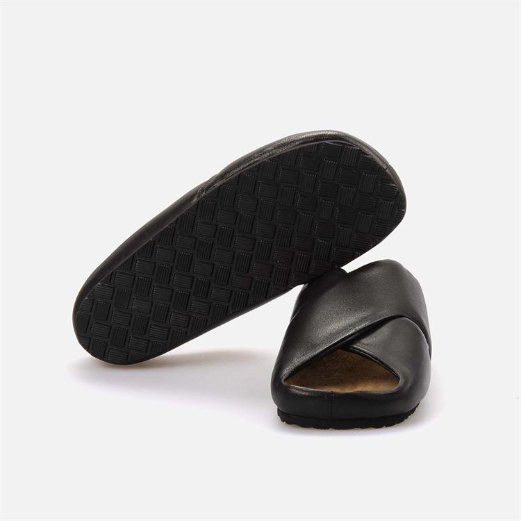 Rouge Kadın Hakiki Deri Kauçuk Taban Siyah Terlik Ayakkabı