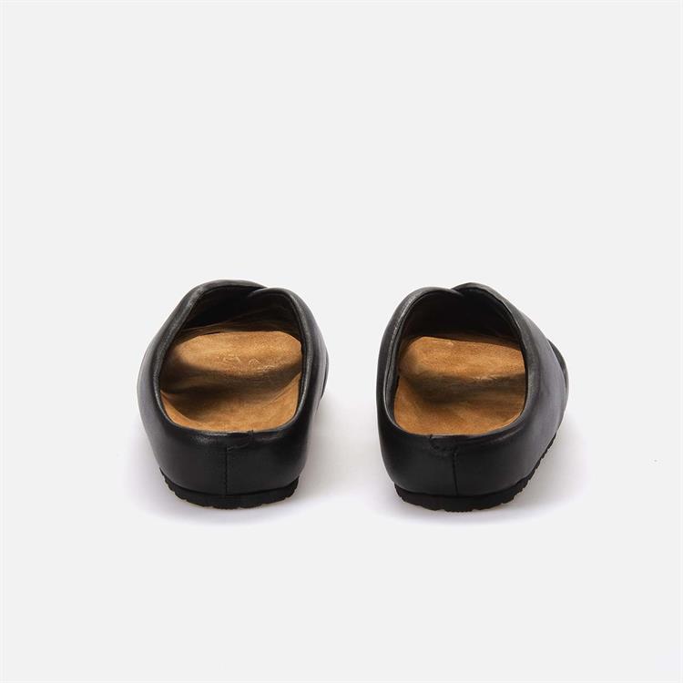 Rouge Kadın Hakiki Deri Kauçuk Taban Siyah Terlik Ayakkabı