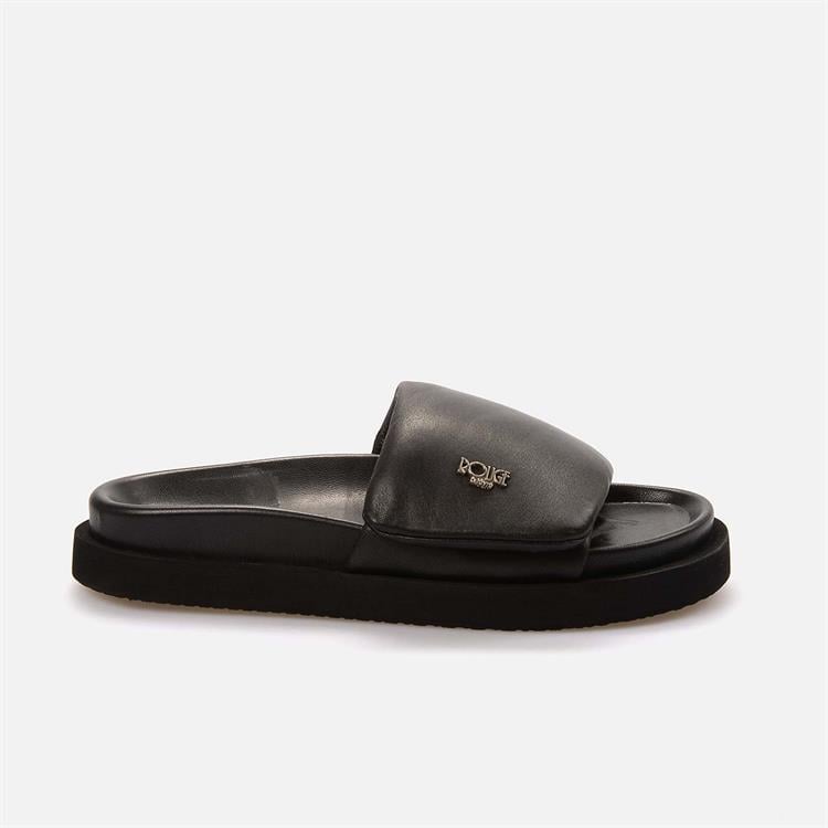 Rouge Kadın Hakiki Deri Kauçuk Taban Siyah Terlik Ayakkabı