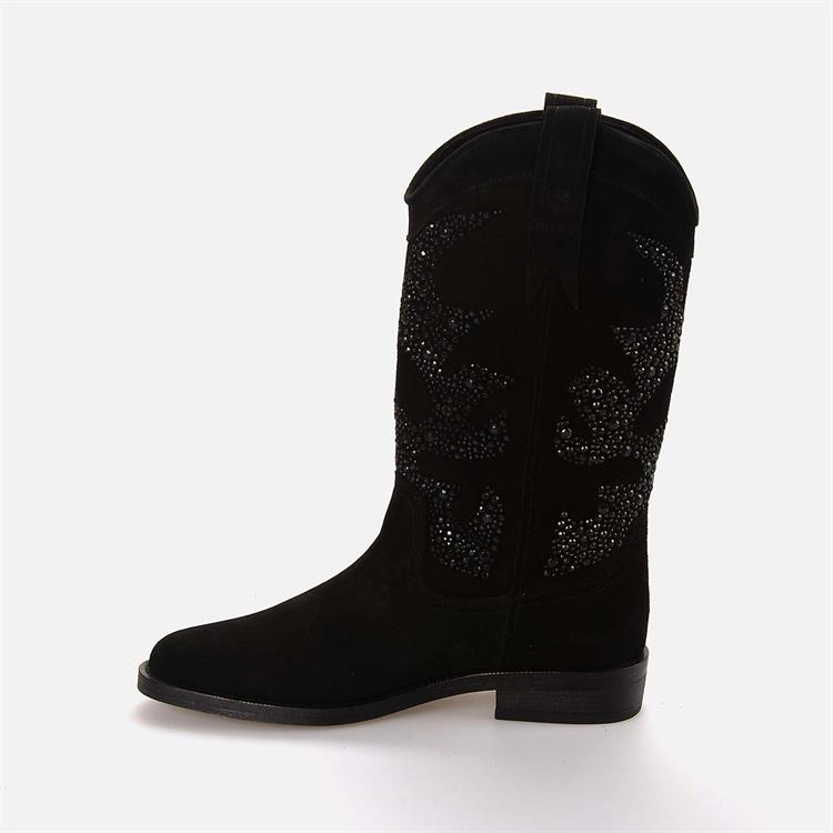 Rouge Kadın Hakiki Deri Termo Taban Siyah Süet Western Bot Çizme