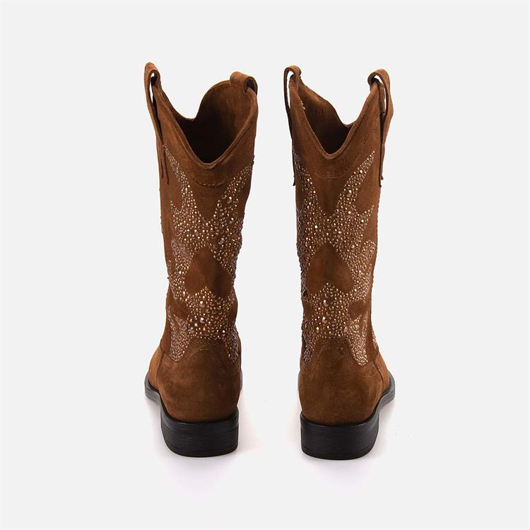 Rouge Kadın Hakiki Deri Termo Taban Kahverengi Süet Western Bot Çizme