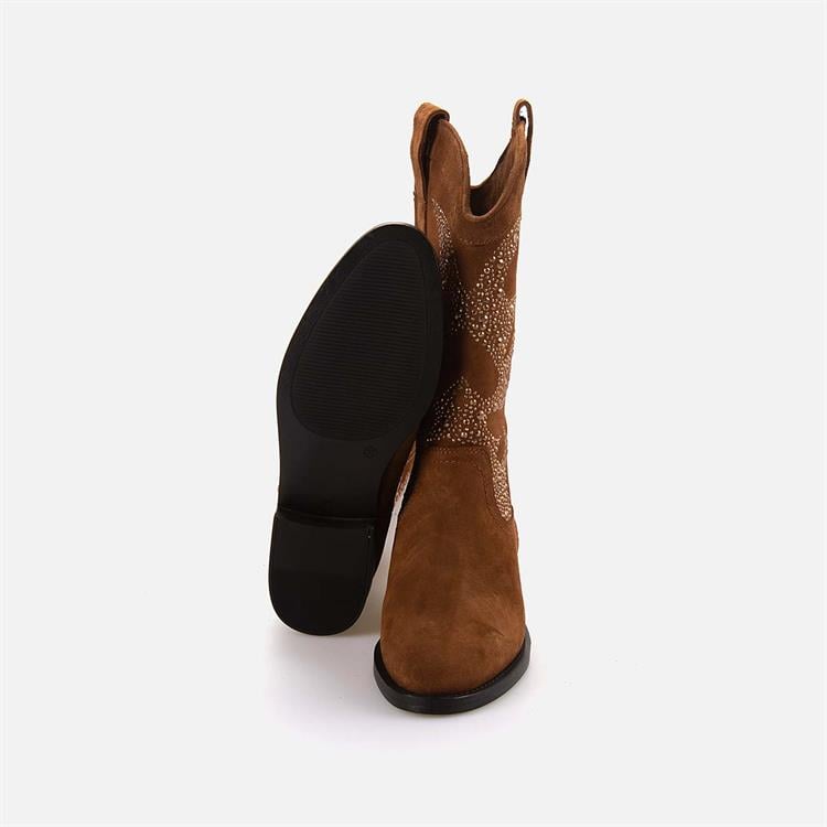 Rouge Kadın Hakiki Deri Termo Taban Kahverengi Süet Western Bot Çizme