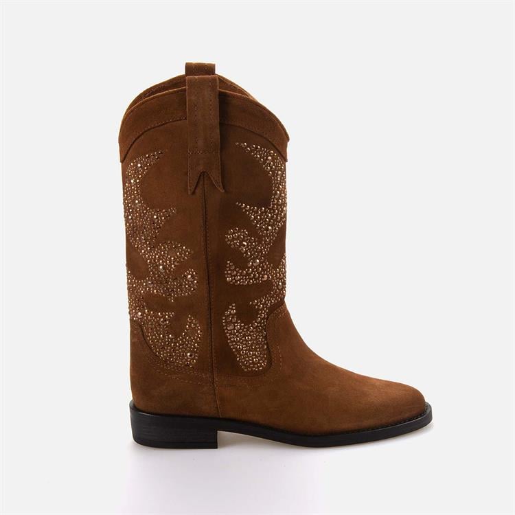 Rouge Kadın Hakiki Deri Termo Taban Kahverengi Süet Western Bot Çizme