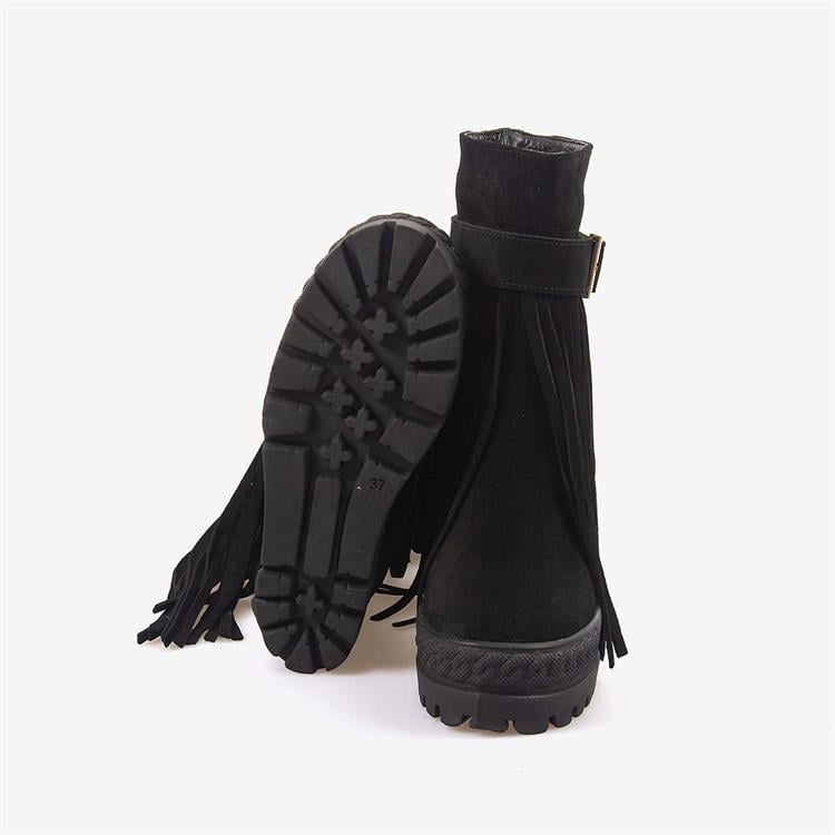 Rouge Hakiki Süet Deri  Kalın Taban Gizli Topuk Kadın Bot 44215