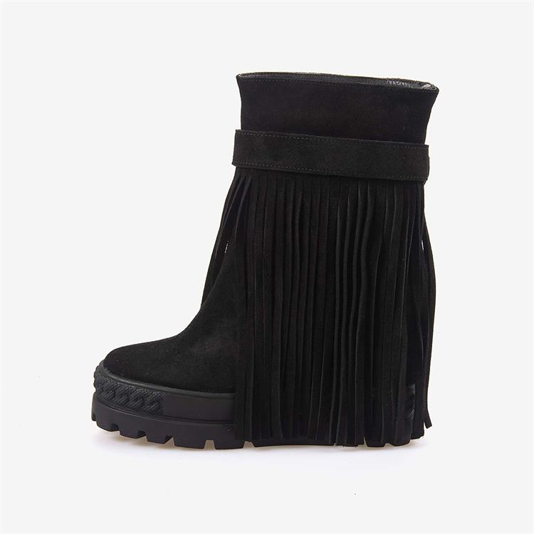 Rouge Hakiki Süet Deri  Kalın Taban Gizli Topuk Kadın Bot 44215