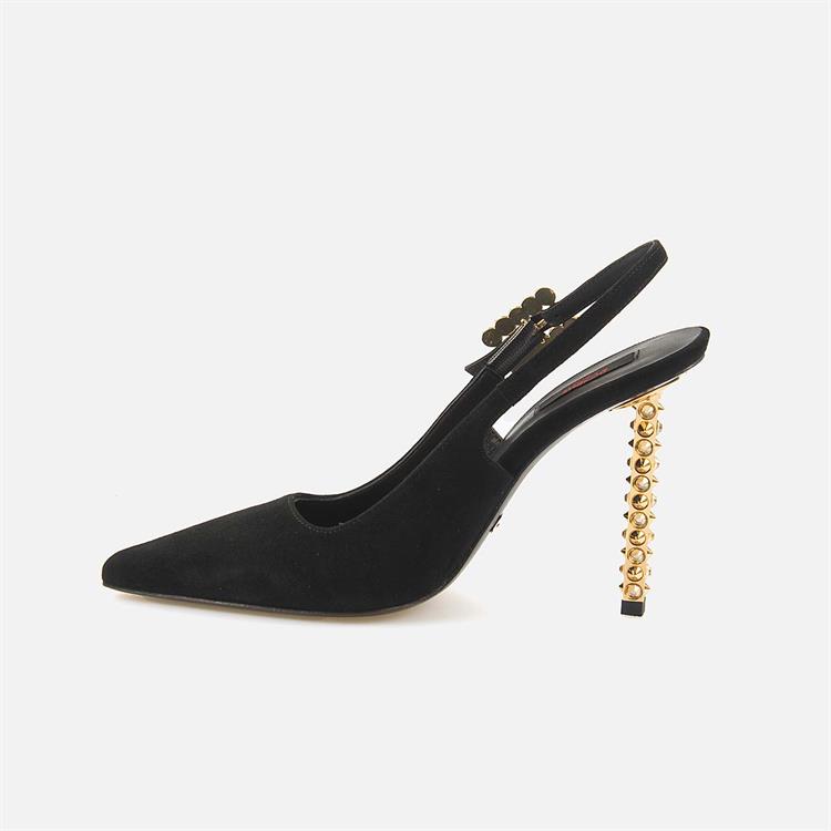 Rouge Kadın Süet Enjeksiyon Kösele Taban Siyah Süet Gece & Abiye Ayakkabı