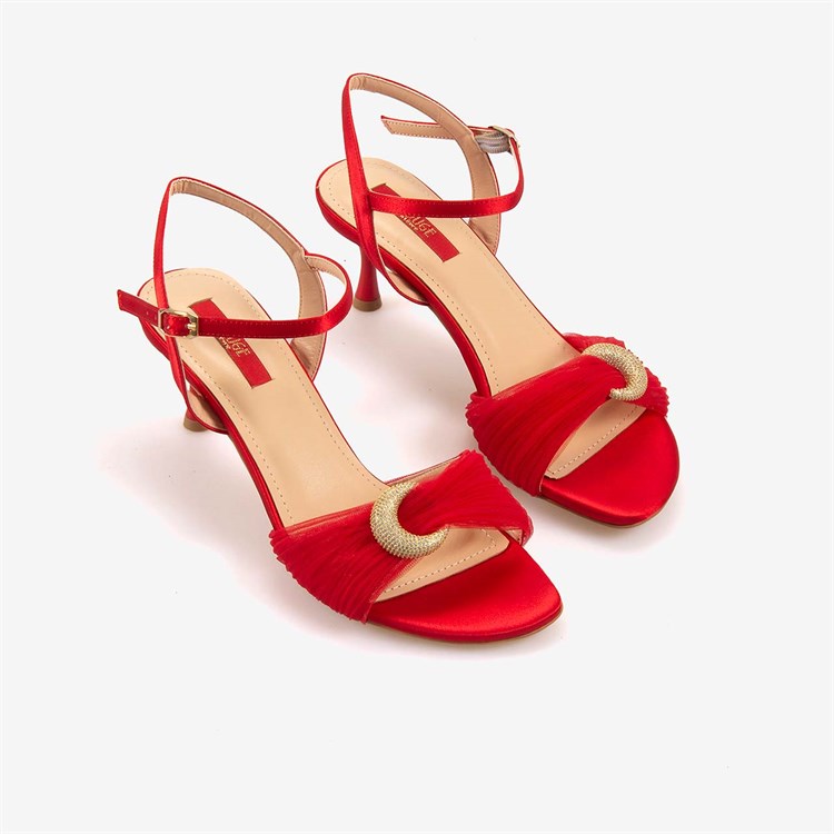 Rouge Kadın 7,5cm Kırmızı Topuklu Sandalet 1168