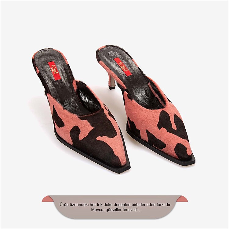 Rouge Kadın Hakiki Deri Kısa Topuklu Terlik 140-91