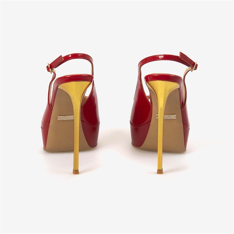 Rouge Kadın Enjeksiyon Kösele Taban Slingback 14,5cm İnce Topuklu Gece & Abiye Ayakkabı 7608