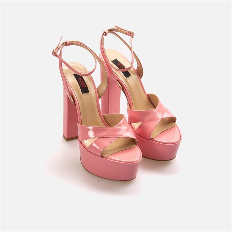 Rouge Kadın Hakiki Deri Microlight Taban Pembe Parlak Gece & Abiye Sandalet