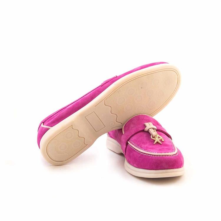 Rouge Kadın Hakiki Deri Kauçuk Taban Fuşya Süet Günlük Ayakkabı