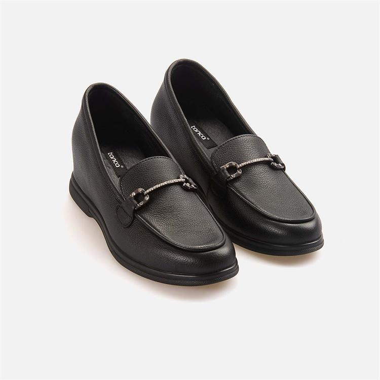 Tanca Kadın Hakiki Deri Siyah Topuklu Ayakkabı