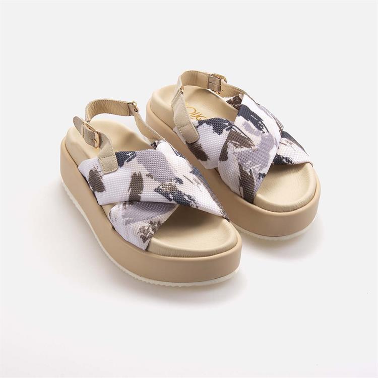 Rouge Kadın Hakiki Deri Eva Taban Bej Sandalet 