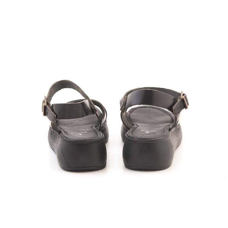 Rouge Kadın Hakiki Deri Siyah-Platin Sandalet Ayakkabı