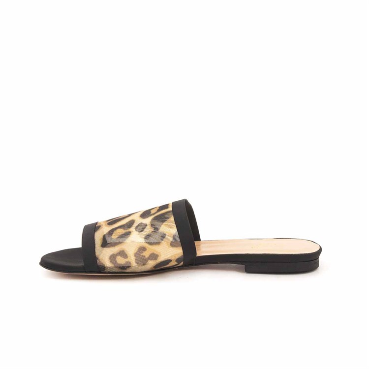 Rouge Kadın Deri Kumaş Neolit Taban Sarı Leopar Terlik Terlik