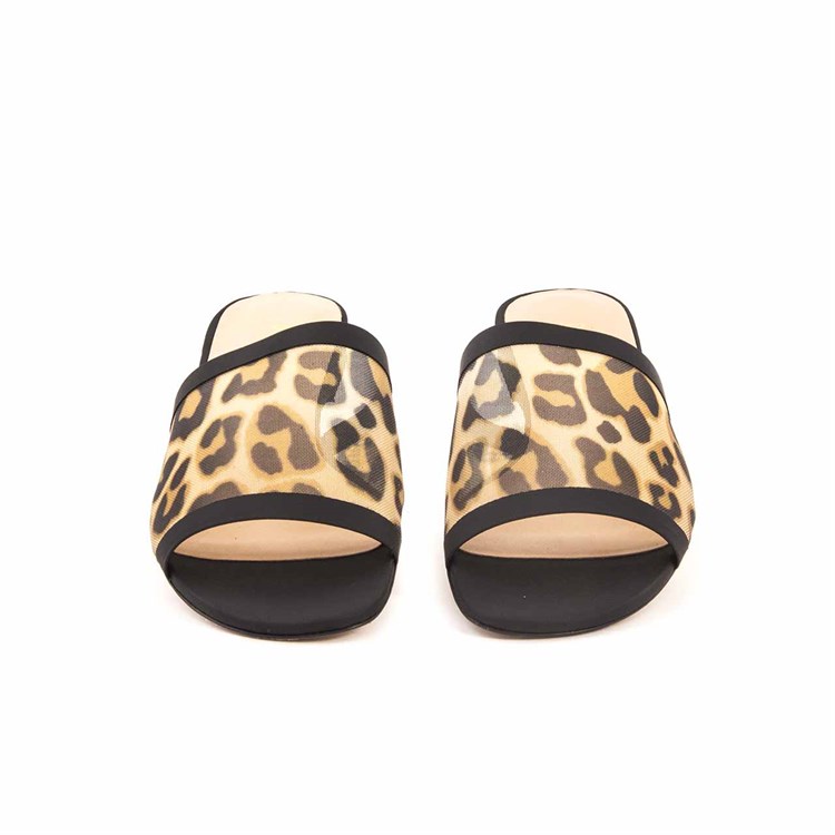 Rouge Kadın Deri Kumaş Neolit Taban Sarı Leopar Terlik Terlik