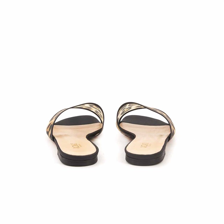 Rouge Kadın Deri Kumaş Neolit Taban Sarı Leopar Terlik Terlik