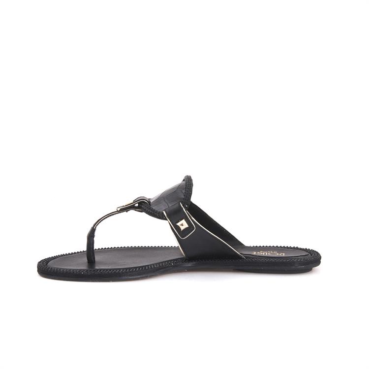 Rouge Kadın Hakiki Deri Neolit Taban Siyah Terlik Terlik