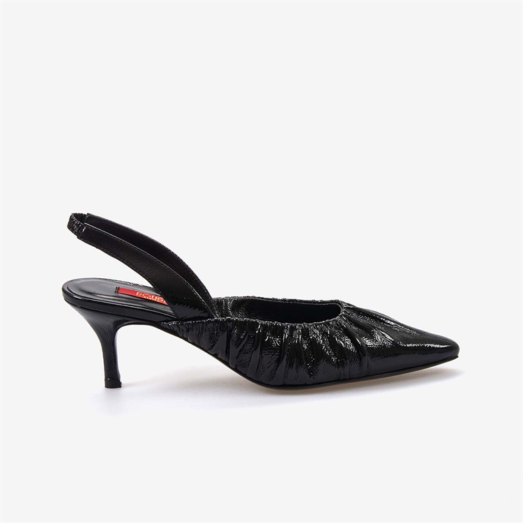 Rouge Kadın Hakiki Deri Rugan Siyah Topuklu Ayakkabı 330-11