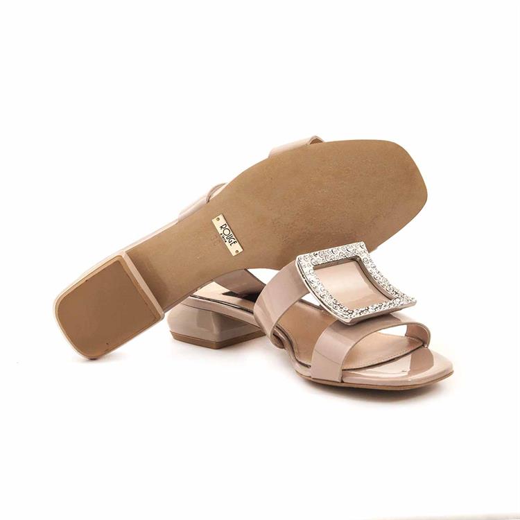 Rouge Kadın Rugan Deri Neolit Taban Bej Parlak Terlik Terlik