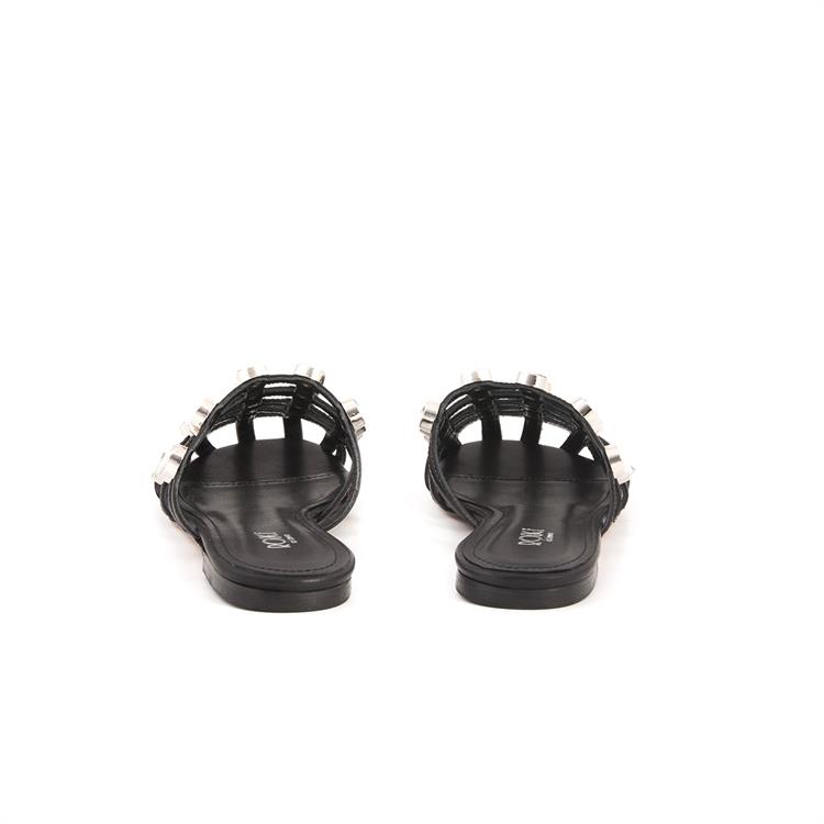 Rouge Kadın Hakiki Deri Kauçuk Taban Siyah Terlik Terlik