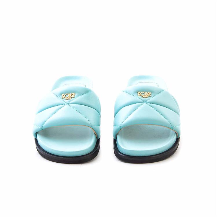 Rouge Kadın Hakiki Deri Microlight Taban Mavi Terlik Terlik