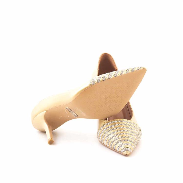 Rouge Kadın Hakiki Deri Enjeksiyon Kösele Taban Altın Sarısı Topuklu Ayakkabı