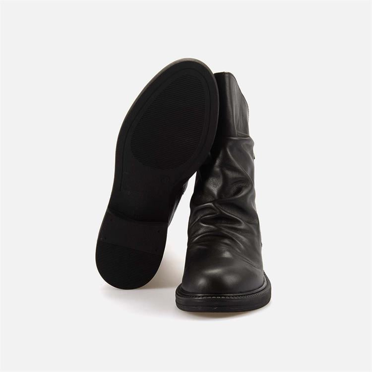 Rouge Kadın Hakiki Deri Kauçuk Taban Siyah Topuklu Bot 