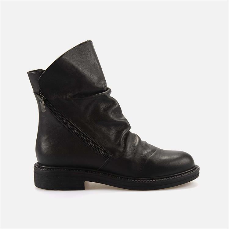 Rouge Kadın Hakiki Deri Kauçuk Taban Siyah Topuklu Bot 