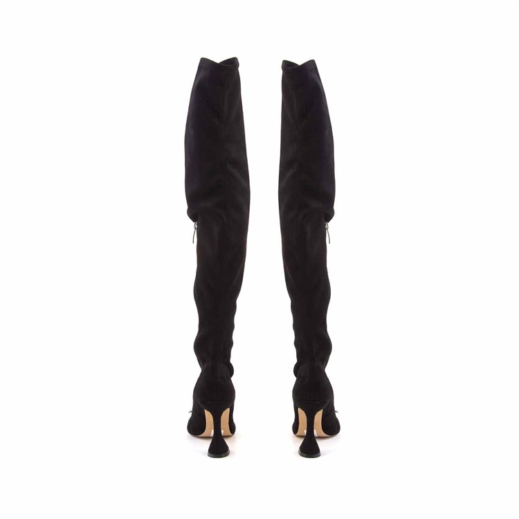 Rouge Kadın Streç Deri Enjeksiyon Microlight Taban Siyah Günlük Çizme